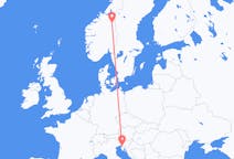 Flights from Røros, Norway to Trieste, Italy