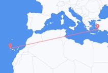 Vluchten van Bodrum, Turkije naar Santa Cruz de La Palma, Spanje