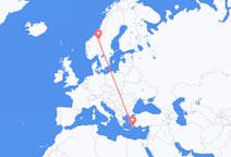 Flights from Røros, Norway to Rhodes, Greece