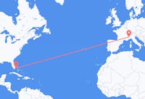 Flyg från Bimini, Bahamas till Turin, Italien
