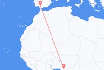 Loty z Asaba w Nigerii do Sewilli w Hiszpanii