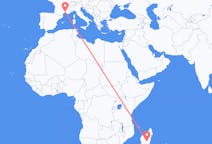 Flyg från Antananarivo, Madagaskar till Nimes, Frankrike