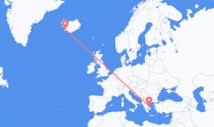 Flights from the city of Skiathos, Greece to the city of Reykjavik, Iceland