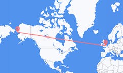 Flyg från Nome, USA till London, England