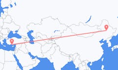 Flyreiser fra Daqing, Kina til Gazipaşa, Tyrkia