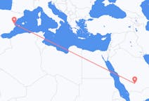 Flyreiser fra Wadi ad-Dawasir, Saudi-Arabia til Valencia, Spania