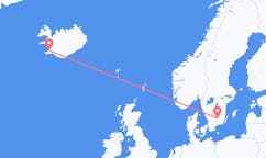 Flyg från staden Reykjavik, Island till staden Växjö, Sverige