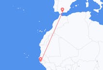 出发地 塞内加尔出发地 济金绍尔目的地 西班牙Malaga的航班