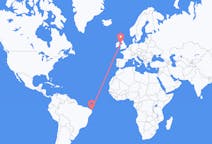 Vluchten van Natal, Brazilië naar Douglas, Alaska, het eiland Man