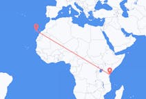 Vluchten van Mombassa, Kenia naar Tenerife, Spanje