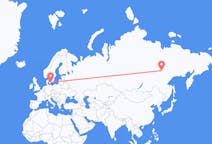 Vols depuis la ville d'Iakoutsk vers la ville de Copenhague