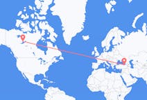Flyg från Yellowknife, Kanada till Trabzon, Turkiet