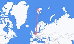 Vluchten van Mannheim, Duitsland naar Spitsbergen, Spitsbergen en Jan Mayen