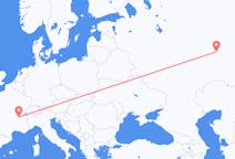 Fly fra Nizjnekamsk til Lyon