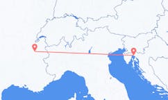Flyg från Chambéry, Frankrike till Rijeka, Kroatien