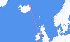 航班从爱尔兰都柏林市到埃伊尔斯塔济市，冰岛塞尔