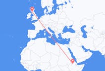 Flyreiser fra Lalibela, Etiopia til Glasgow, Skottland