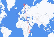 Vluchten van Nampula, Mozambique naar Narvik, Noorwegen