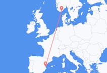 Flights from Kristiansand, Norway to Valencia, Spain