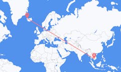 Flights from the city of Phnom Penh, Cambodia to the city of Ísafjörður, Iceland