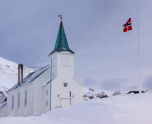 The Church of the fishing port of Honningsvåg, the main harbor on the way to the North Cape, Finnmark, Norway.