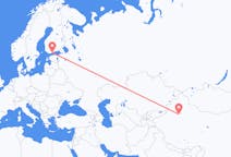 Flyrejser fra Korla, Kina til Helsinki, Finland
