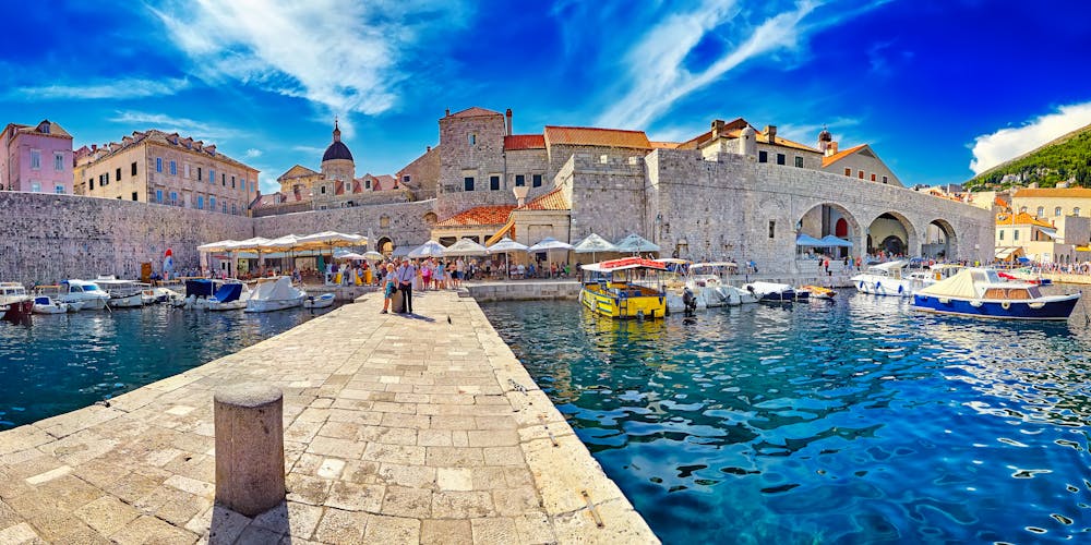 Photo of the Amazing panorama Dubrovnik Old Town roofs at sunset.