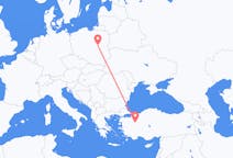 Flyrejser fra Kutahya, Tyrkiet til Warszawa, Polen