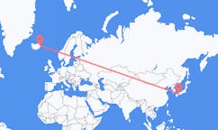 航班从日本松山市市到埃伊尔斯塔济市，冰岛塞尔