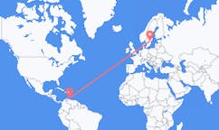 Flyreiser fra Willemstad, Curaçao til Norrköping, Sverige