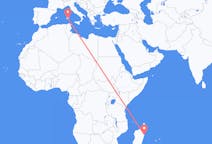 Flyg från Toamasina, Madagaskar till Cagliari, Italien