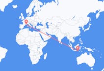 Flyreiser fra Praya, Lombok, til Marseille