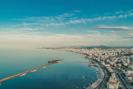 Photo of city and beach view taken by drone from Atakum district of Kurupelit Yat Limanı Samsun.