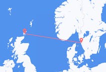 Vluchten van Kirkwall, Schotland naar Göteborg, Zweden
