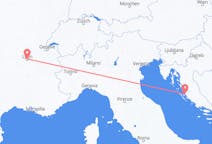 Vluchten van Lyon, Frankrijk naar Zadar, Kroatië