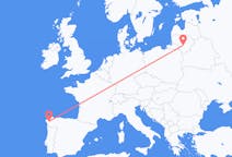 Vluchten van Kaunas, Litouwen naar Santiago de Compostella, Spanje