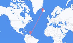 航班从特立尼达和多巴哥多巴哥岛市到雷克雅维克市，冰岛塞尔