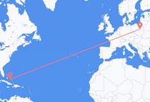 Flyreiser fra George Town, Bahamas til Warszawa, Polen