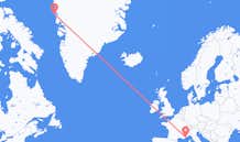 그린란드 우퍼나비크에서 출발해 프랑스 니스로(으)로 가는 항공편
