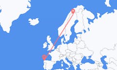 Vols depuis la ville de La Corogne vers la ville de Kiruna