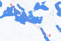 Flyreiser fra Bisha, Saudi-Arabia til Nice, Frankrike