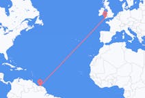 Flyreiser fra Paramaribo, Surinam til Newquay, England