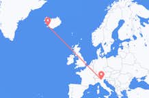 Vluchten van Verona, Italië naar Reykjavík, IJsland