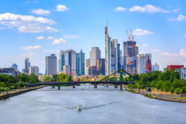 Photo of Frankfurt am Main city skyline on a bright sunny summer day, Germany.