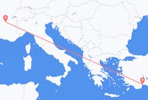 Vluchten van Antalya, Turkije naar Lyon, Frankrijk
