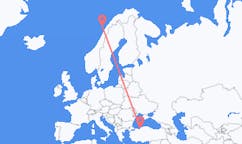 出发地 土耳其出发地 宗古尔达克目的地 挪威莱克内斯的航班