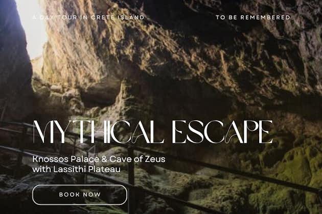神話の脱出：イラクリオンからのゼウス洞窟とクノッソス宮殿とラッシティ高原