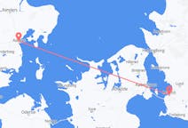 Vluchten van Aarhus, Denemarken naar Malmö, Zweden