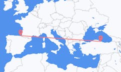 Loty z Samsun, Turcja do San Sebastián, Hiszpania