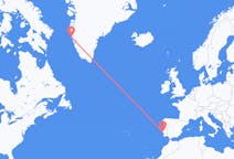 ポルトガルのリスボンから、グリーンランドのマニツォクまでのフライト